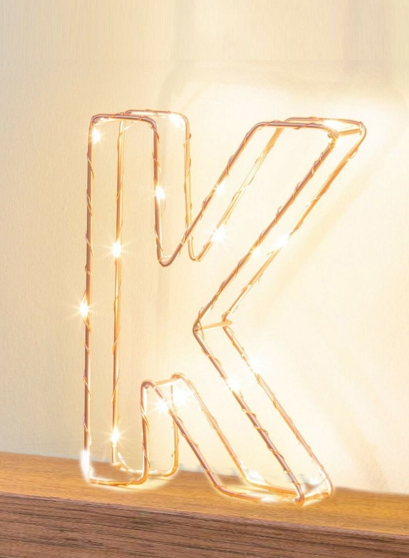 Golden Letter K Glowing with LED Lights 25cm