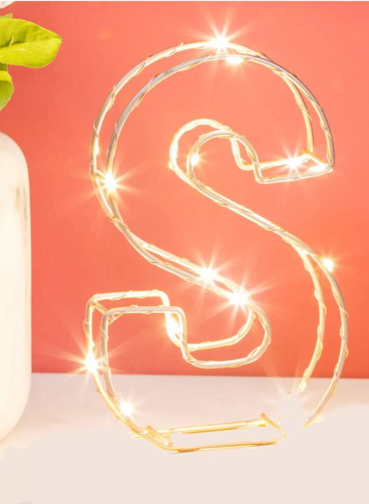 Golden Letter S Glowing with LED Lights 25cm