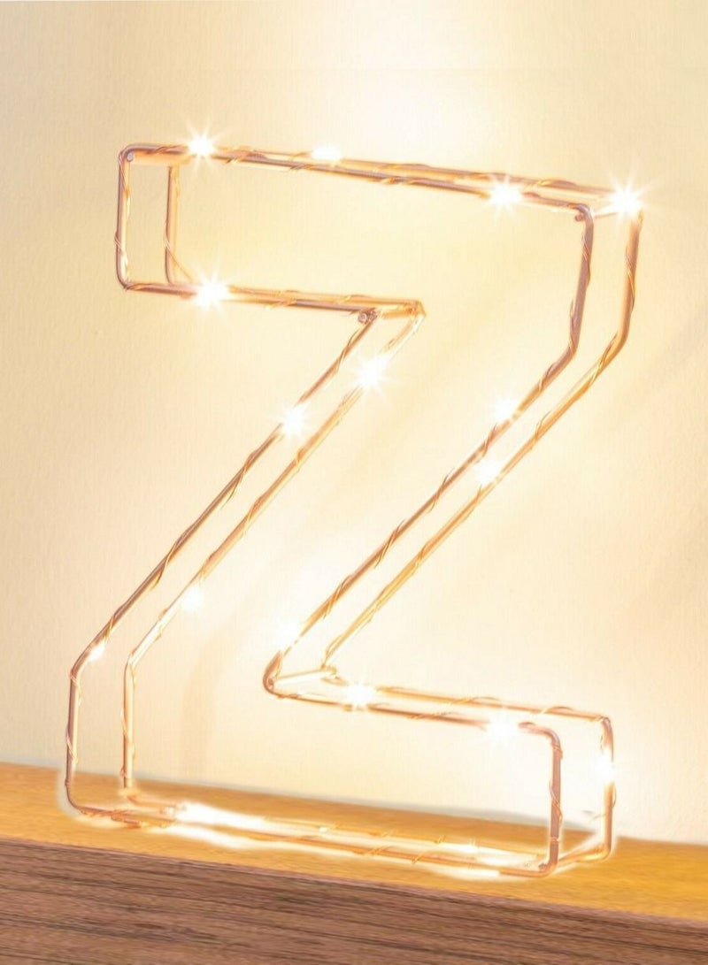 Golden Letter Z Glowing with LED Lights 25cm