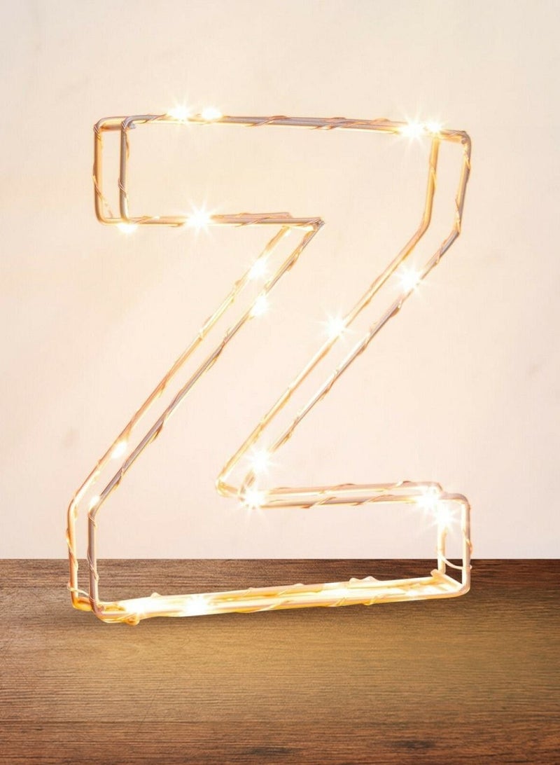 Golden Letter Z Glowing with LED Lights 25cm