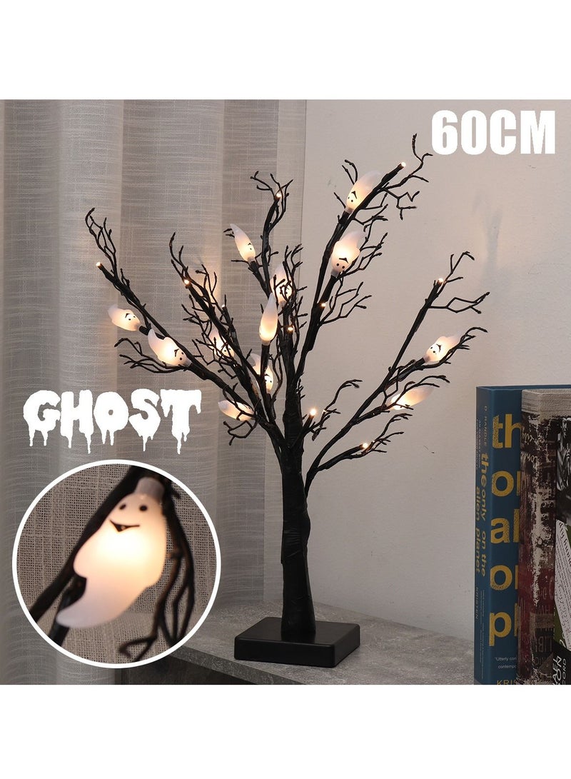 Halloween Ghost Tree Lamp with Warm White LED Lights 60cm