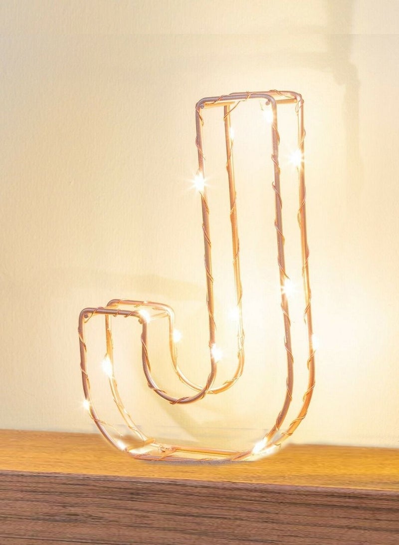 Golden Letter J Glowing with LED Lights 25cm