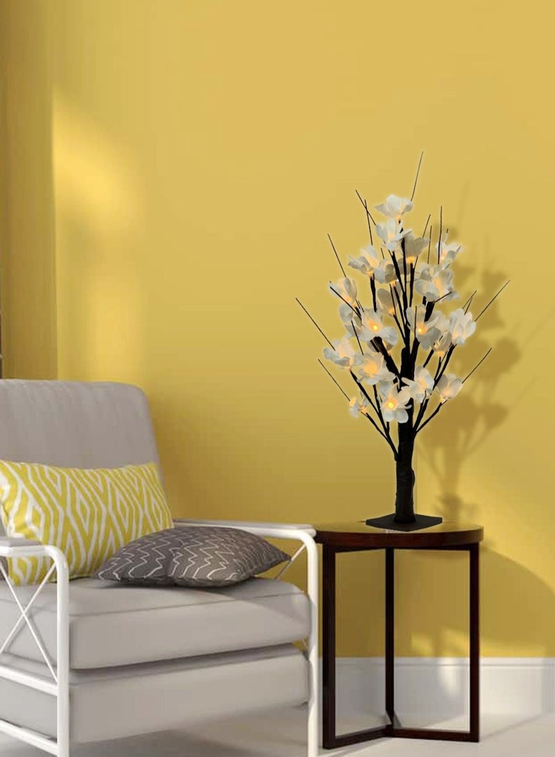 White Cherry Blossom Flower Tree LED Lamp with Fairy Lights 60cm