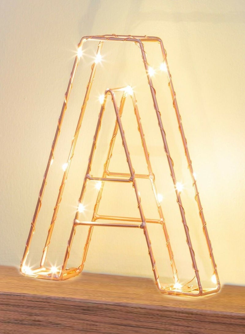 Golden Letter A Glowing with LED Lights 25cm