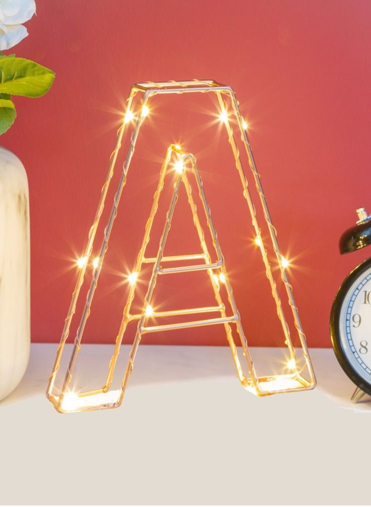 Golden Letter A Glowing with LED Lights 25cm