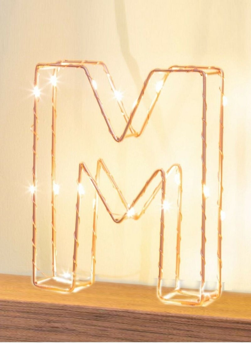 Golden Letter M Glowing with LED Lights 25cm