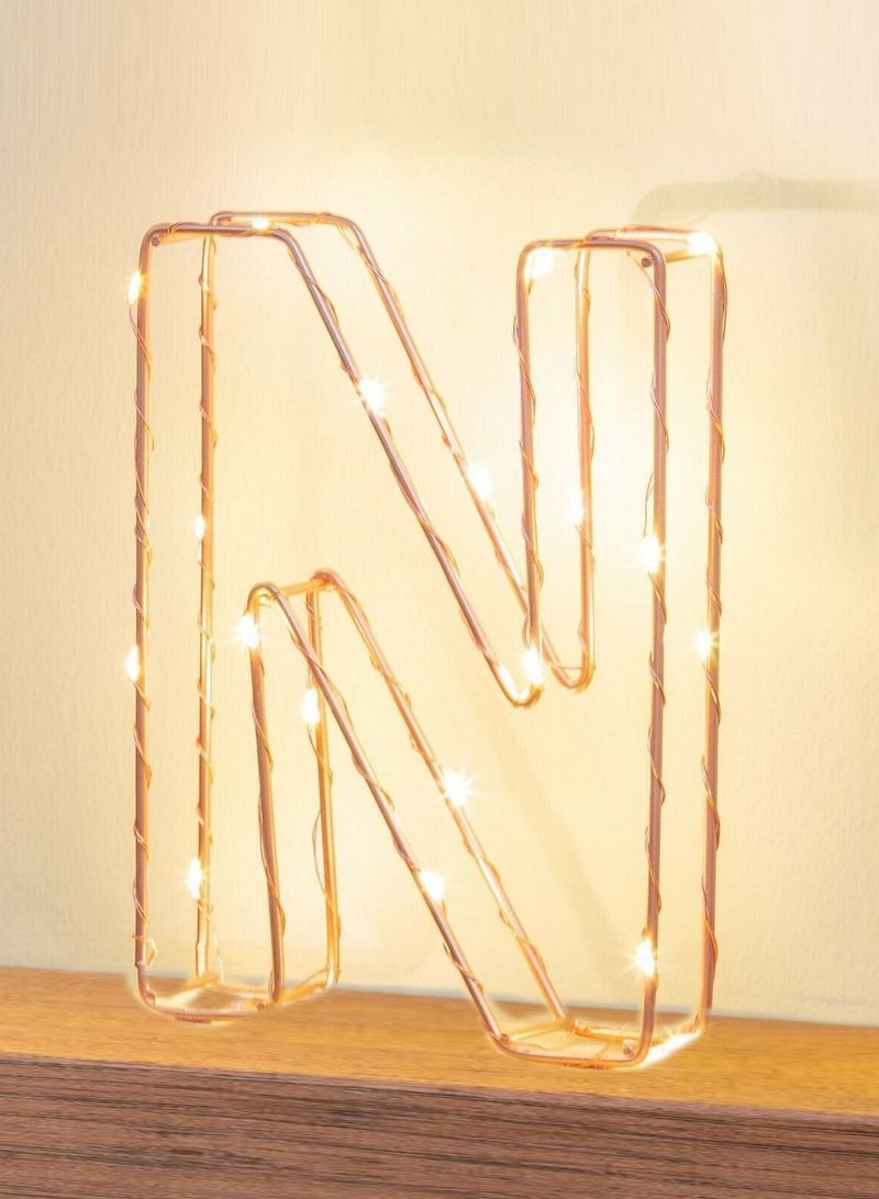 Golden Letter N Glowing with LED Lights 25cm
