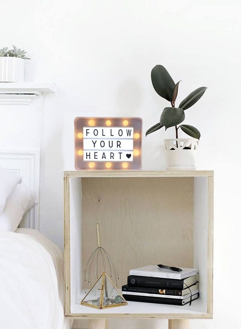 Metal LED Message White Light Box With Letters, Numbers and Symbols 21x17cm
