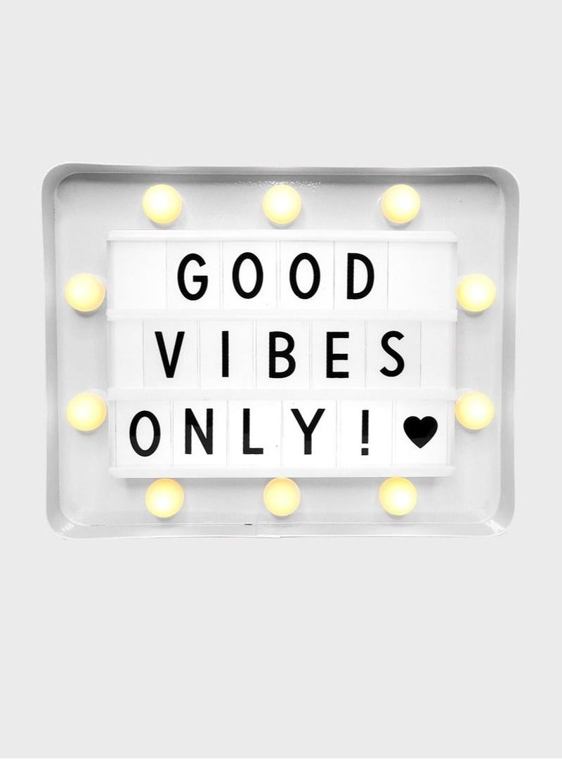 Metal LED Message White Light Box With Letters, Numbers and Symbols 21x17cm