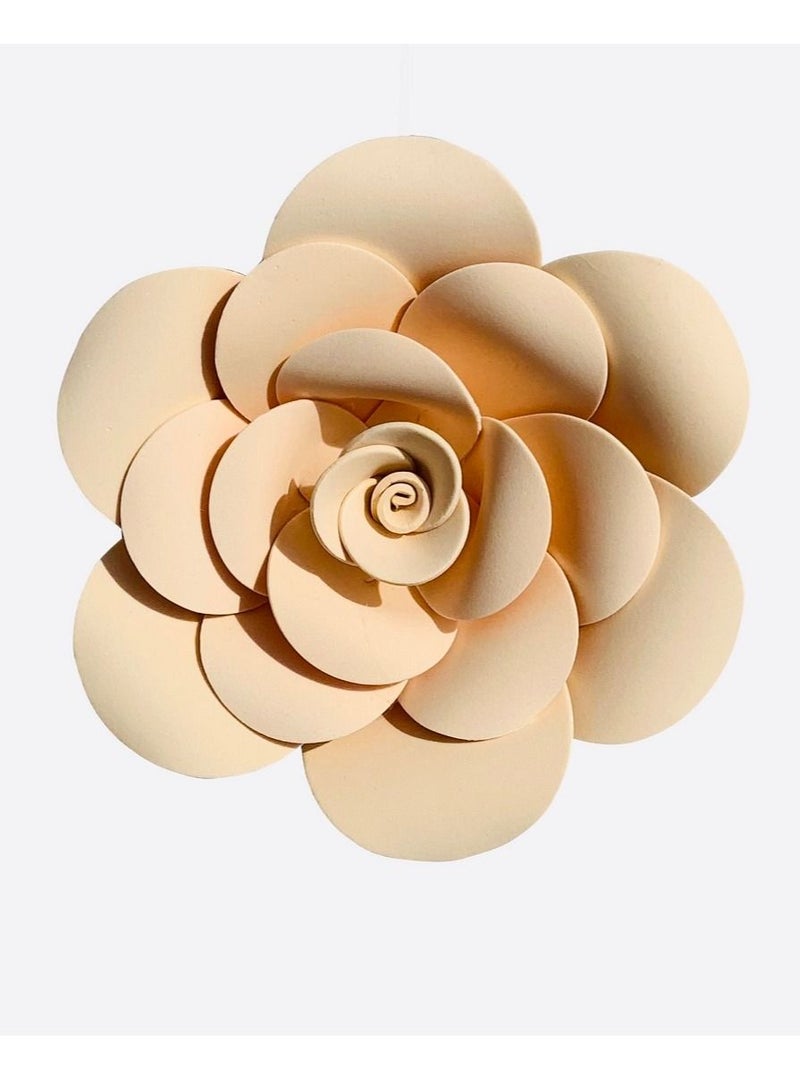 3D Foam Flower Wall Décor Beige Color 26x26cm