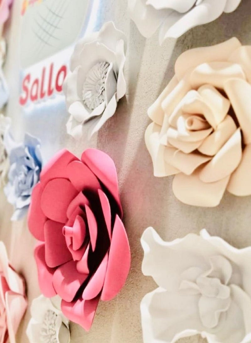 3D Foam Flower Wall Décor Beige Color 26x26cm