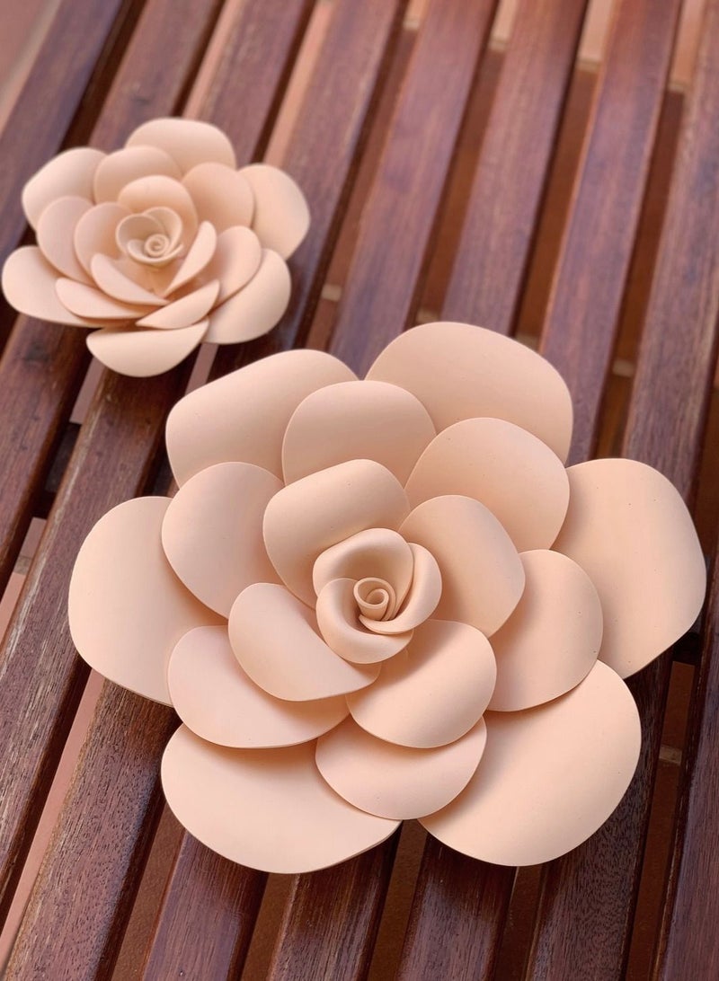 3D Foam Flower Wall Décor Beige Color 26x26cm