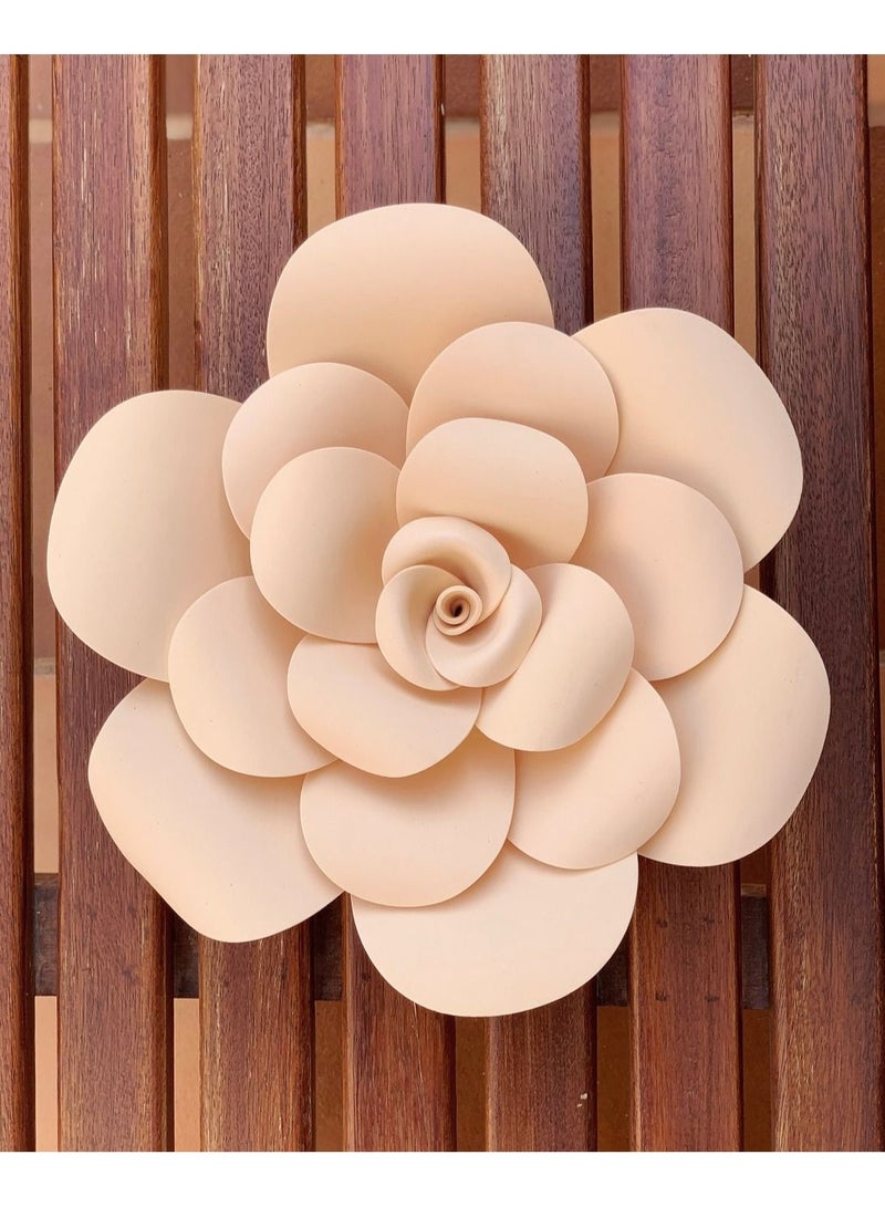 3D Foam Flower Wall Décor Beige Color 26x26cm