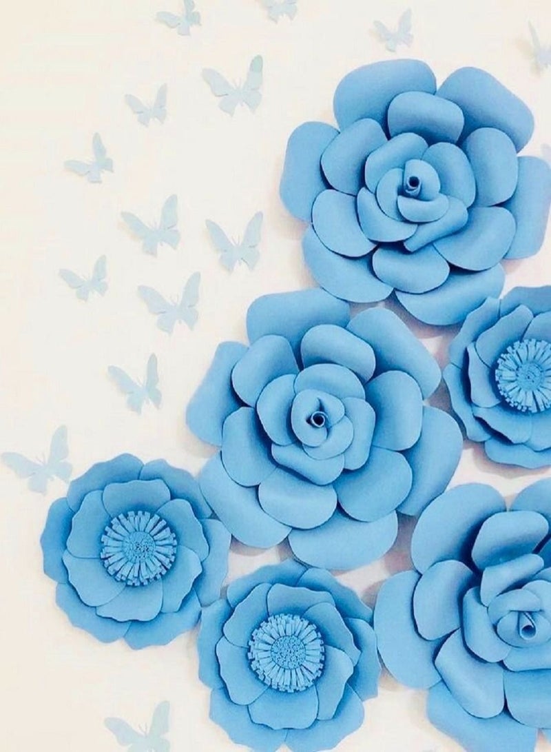 3D Foam Flower Wall Décor Blue Color 26x26cm