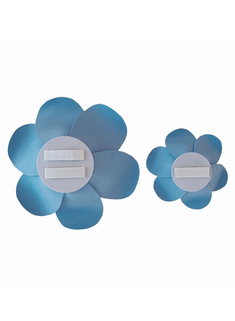 2-Piece 3D Foam Flowers Wall Décor Blue Color