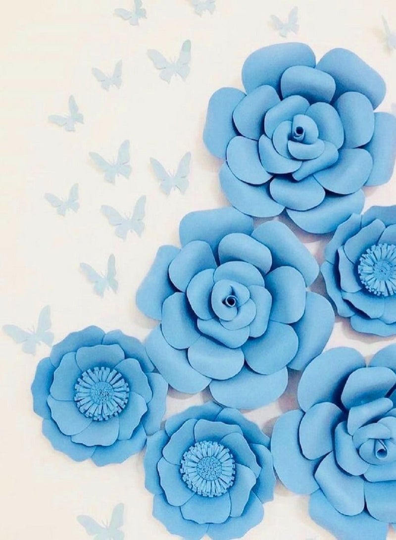 2-Piece 3D Foam Flowers Wall Décor Blue Color