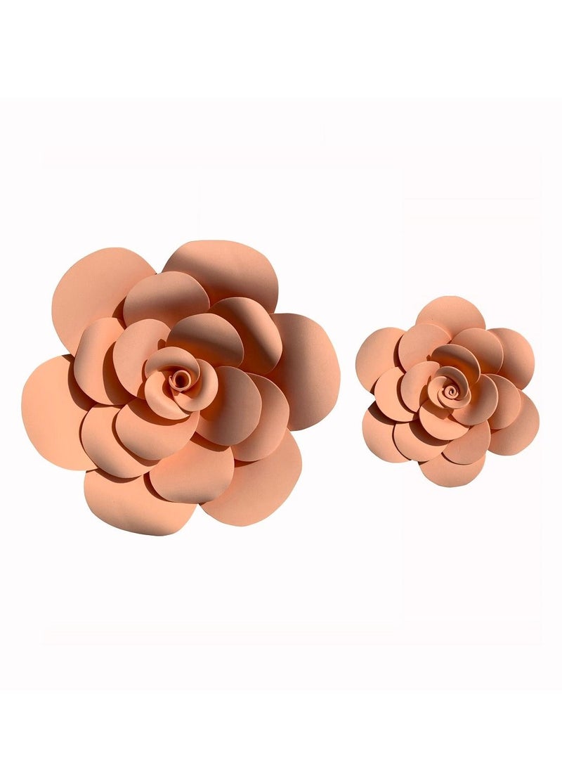 2-Piece 3D Foam Flowers Wall Décor Peach Color