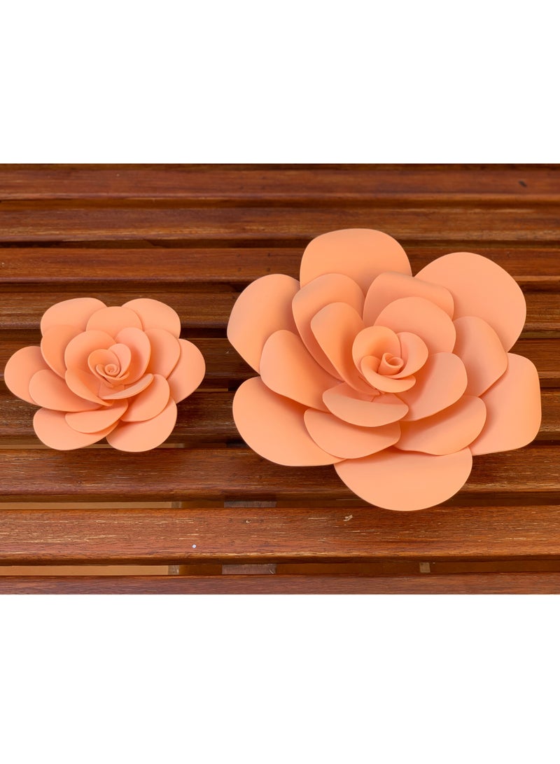 2-Piece 3D Foam Flowers Wall Décor Peach Color