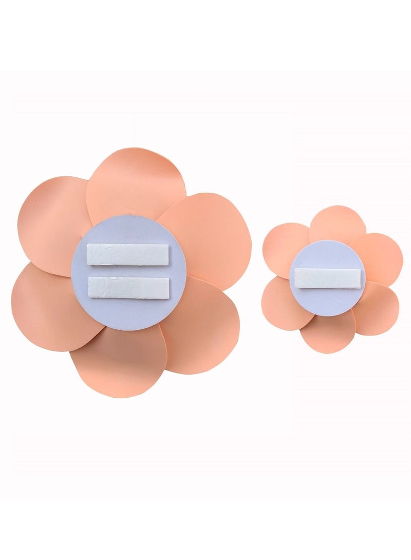 2-Piece 3D Foam Flowers Wall Décor Peach Color