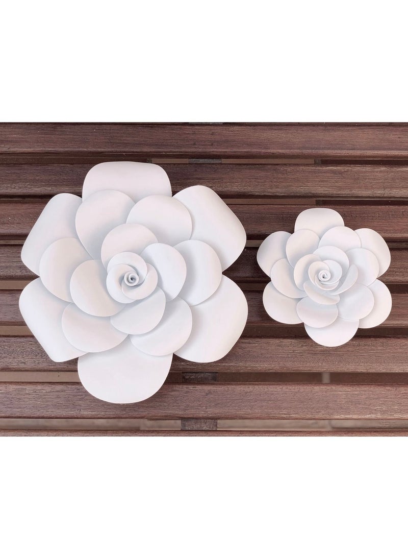 2-Piece 3D Foam Flowers Wall Décor White Color