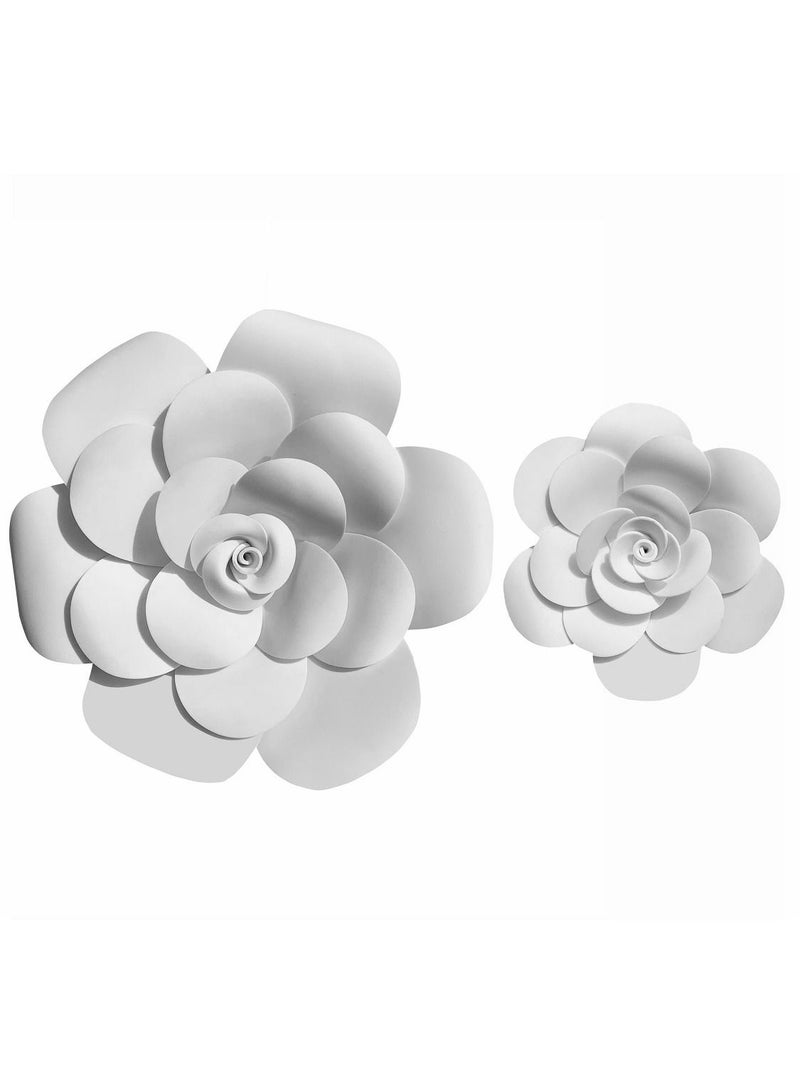 2-Piece 3D Foam Flowers Wall Décor White Color