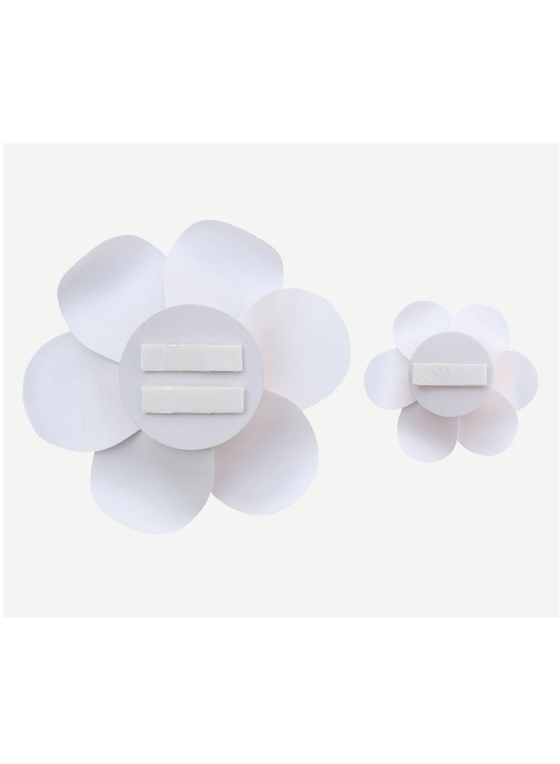 2-Piece 3D Foam Flowers Wall Décor White Color