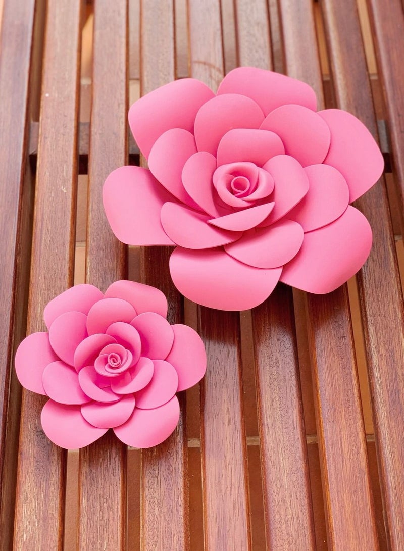 2-Piece 3D Foam Flowers Wall Décor Pink Color