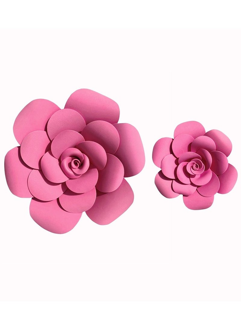 2-Piece 3D Foam Flowers Wall Décor Pink Color