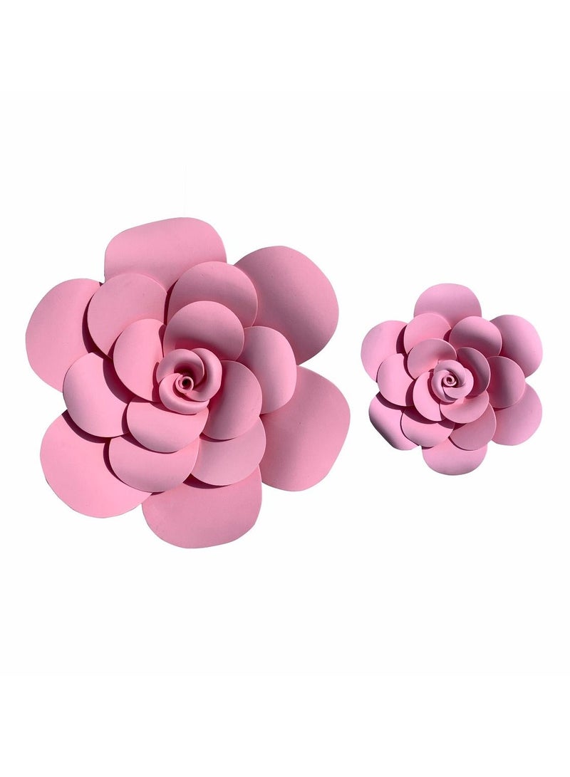 2-Piece 3D Foam Flowers Wall Décor Baby Pink Color