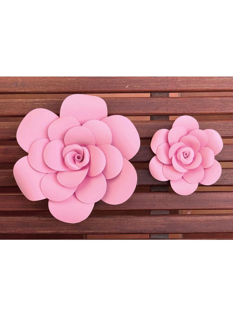 2-Piece 3D Foam Flowers Wall Décor Baby Pink Color