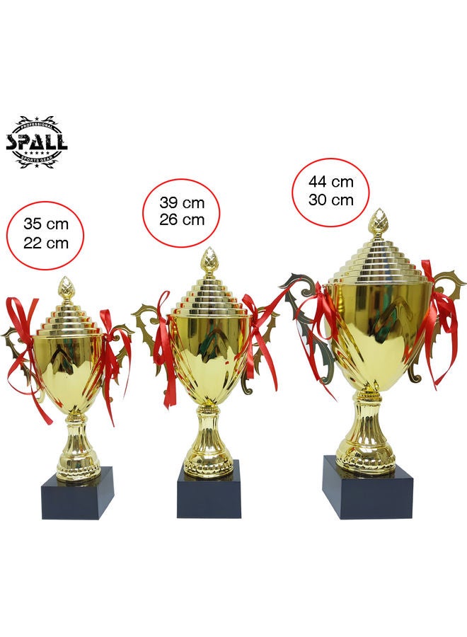 3 Piece Trophy Set Gold 44cm