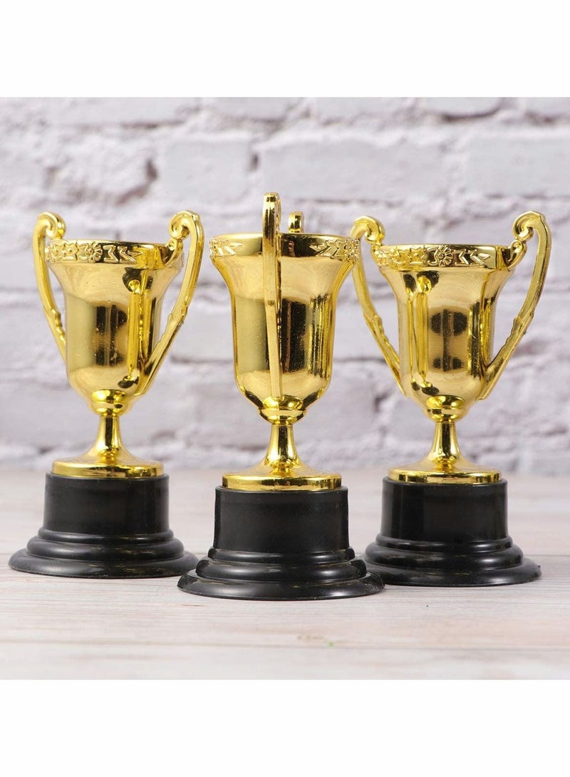 20 Pcs Kids Reward Trophy Plastic Small Prize Cup Children with Base Golden