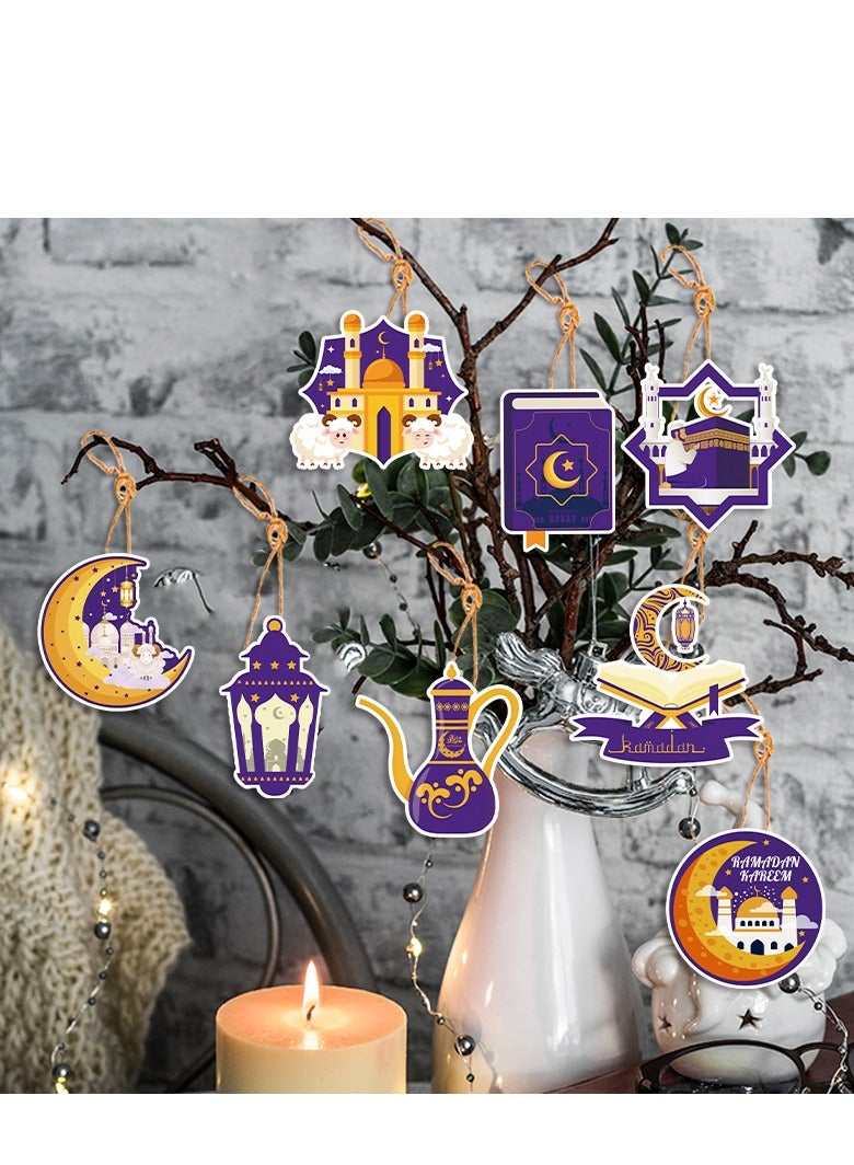 40 Pcs Paper Pendant Eid Mubarak Decorations Ramadan Kareem Hanging Ramadan Kareem For Home Eid Party Supplies