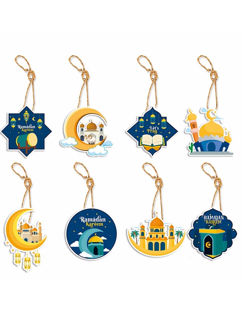 40 Pcs Paper Pendant Eid Mubarak Decorations Ramadan Kareem Hanging Ramadan Kareem For Home Eid Party Supplies