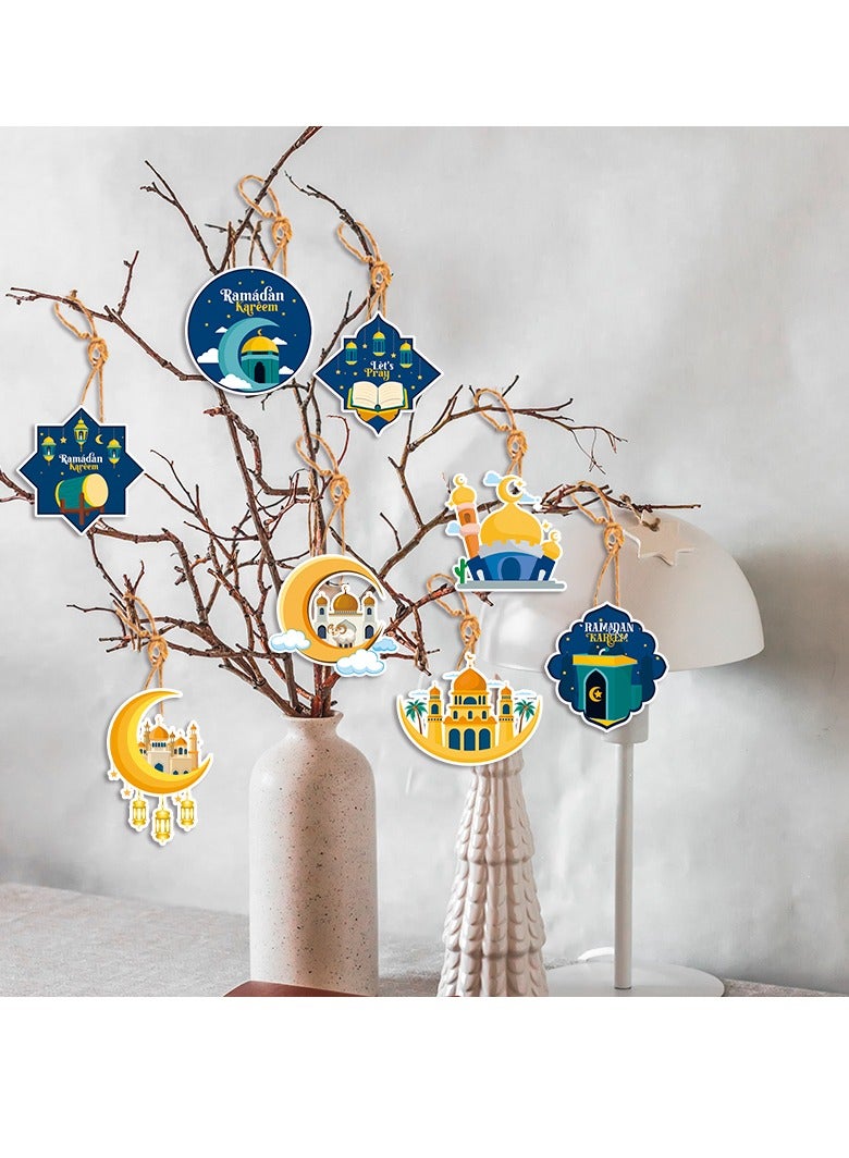 40 Pcs Paper Pendant Eid Mubarak Decorations Ramadan Kareem Hanging Ramadan Kareem For Home Eid Party Supplies