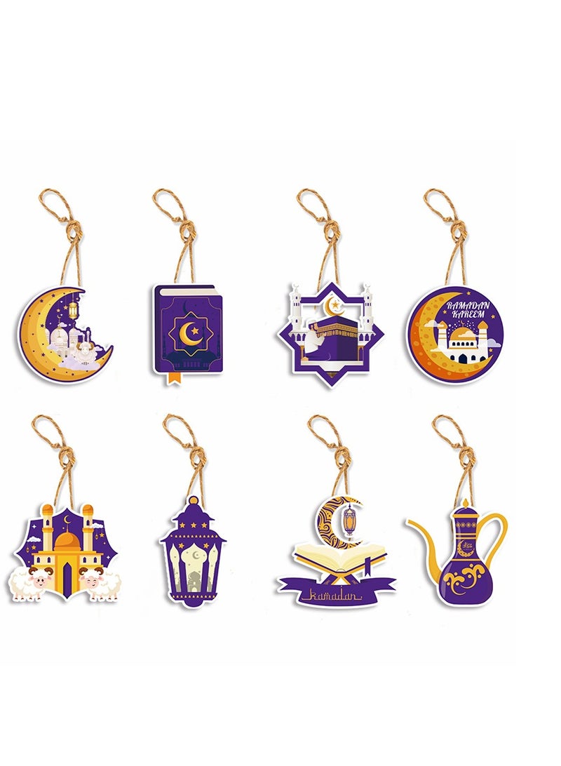 40 Pcs Paper Pendant Eid Mubarak Decorations Ramadan Kareem Hanging Ramadan Kareem For Home Eid Party Supplies