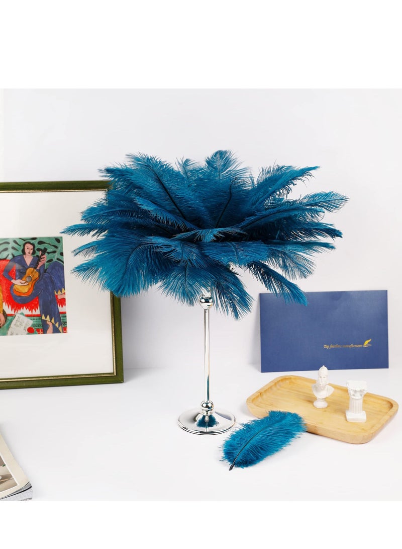 Natural White Ostrich Feathers 10 pcs 30-35 cm for Wedding Party Centerpieces Flower packaging Home Decorations (Blue)