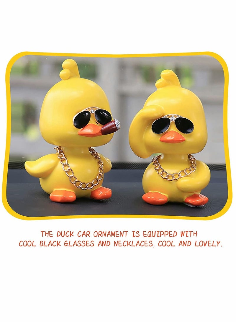 Cute Yellow Duck Toy Car Ornaments Cool Dashboard Decorations Shaking Head Doll