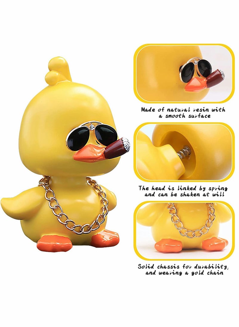 Cute Yellow Duck Toy Car Ornaments Cool Dashboard Decorations Shaking Head Doll