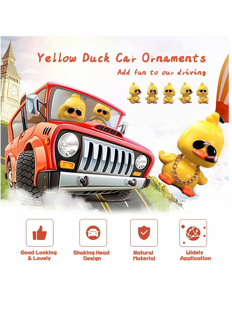 Cute Yellow Duck Toy Car Ornaments Cool Dashboard Decorations Shaking Head Doll