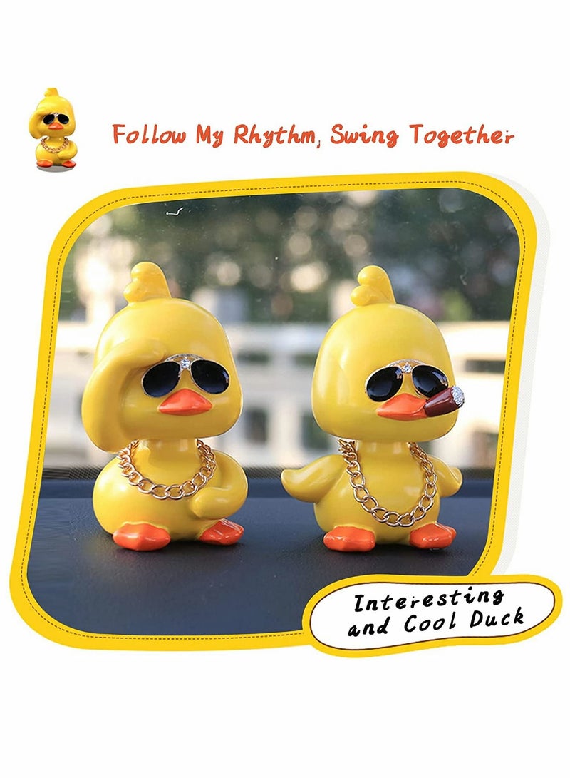 Cute Yellow Duck Toy Car Ornaments Cool Dashboard Decorations Shaking Head Doll