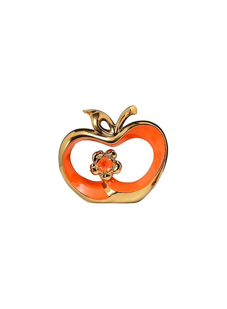 Voidrop Ceramic Adornments Apple shape Statue ceramic Decor Accent Apple Abstract Art - Ceramic Decor Statue-Sculptures for Table Decorations Dining Room Living Room (Orange Gold)(Small)