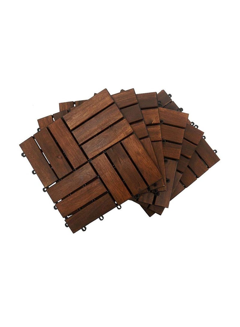 8 Pieces Floor Interlocking Flooring Tiles in Solid Wood