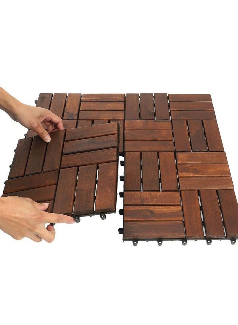 6 Pieces Wood Decking Tiles Floor Tiles