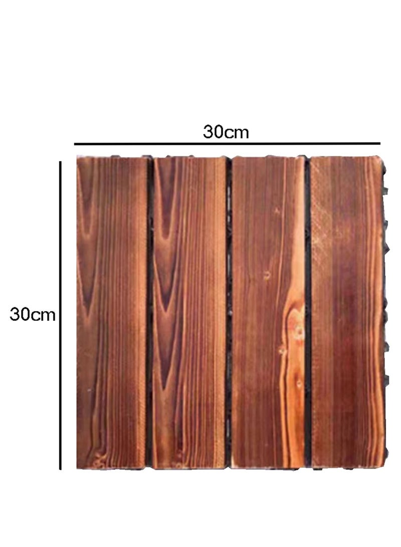 Wooden Floor Deck Interlocking Tiles Brown 30x3x30cm 10pcs