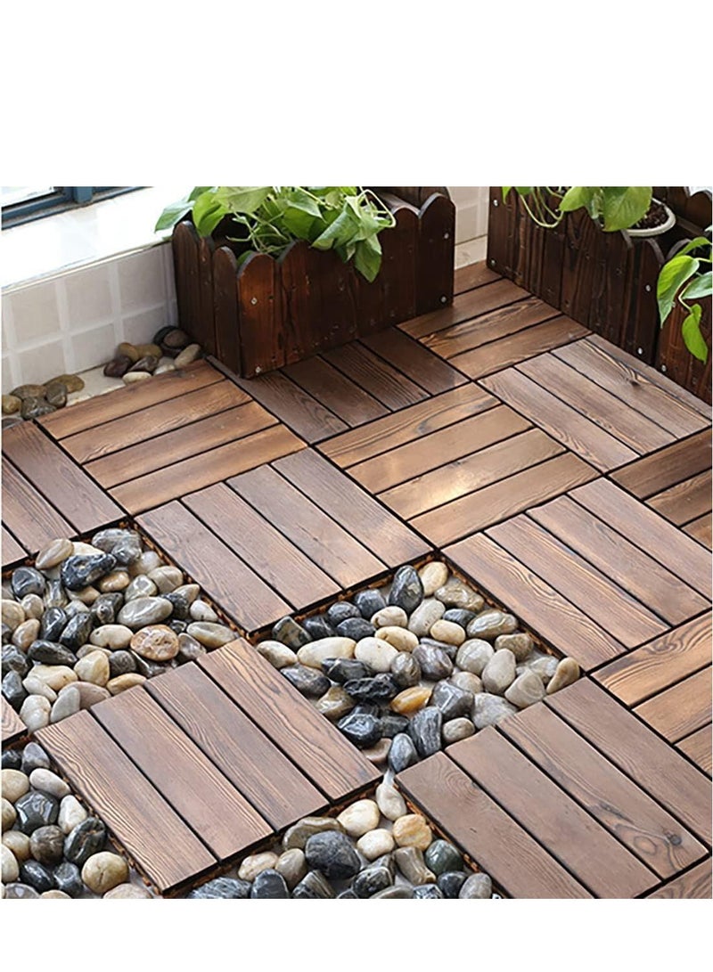 Wooden Floor Deck Interlocking Tiles Brown 30x3x30cm 10pcs