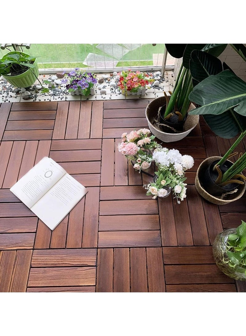 Interlocking Patio Wooden Tiles Garden Floor Tiles Outdoor Walkaway Path Decorative Tiles For Garden Patio Lawn Waterproof 15pcs