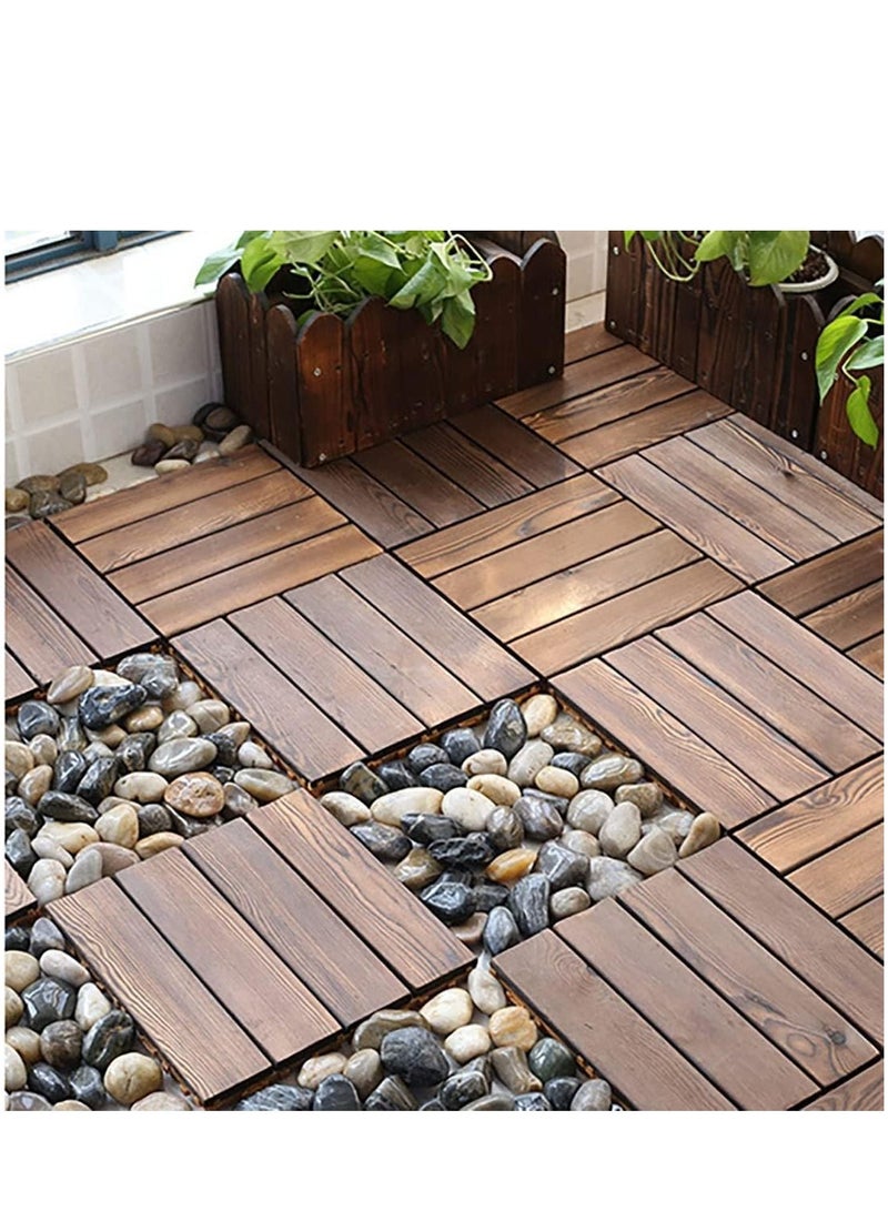 Interlocking Patio Wooden Tiles Garden Floor Tiles Outdoor Walkaway Path Decorative Tiles For Garden Patio Lawn Waterproof 15pcs