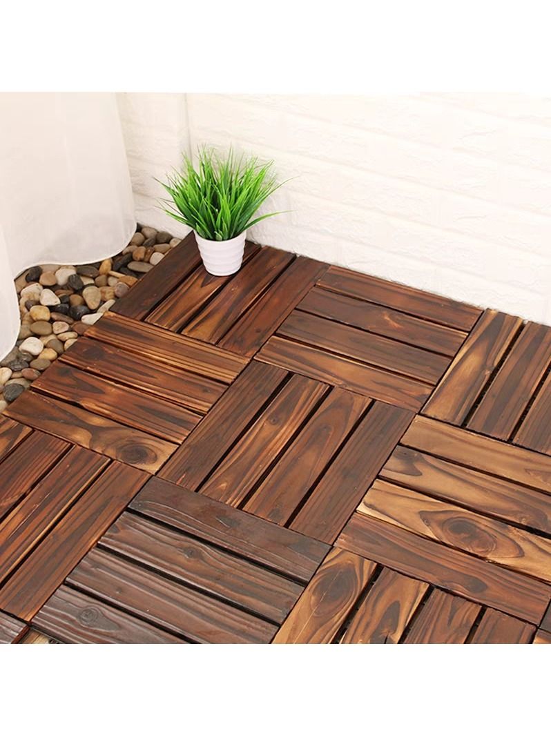 Wooden Floor Deck Interlocking Tiles Brown 30x3x30cm 8pcs