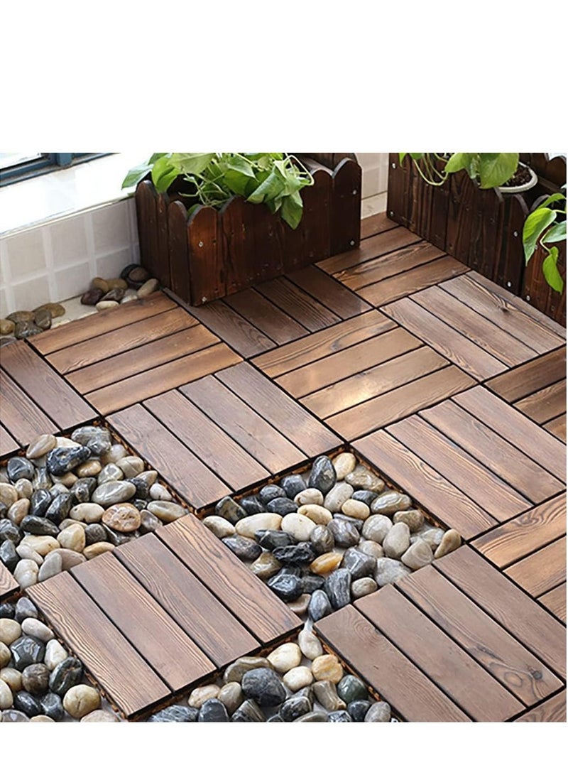 Wooden Floor Deck Interlocking Tiles Brown 30x3x30cm 8pcs